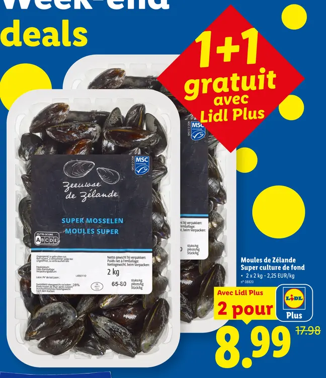 Offre: Moules de Zélande Super culture de fond