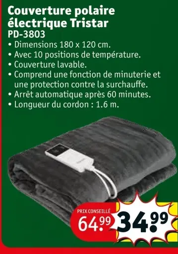 Offre: Couverture polaire électrique