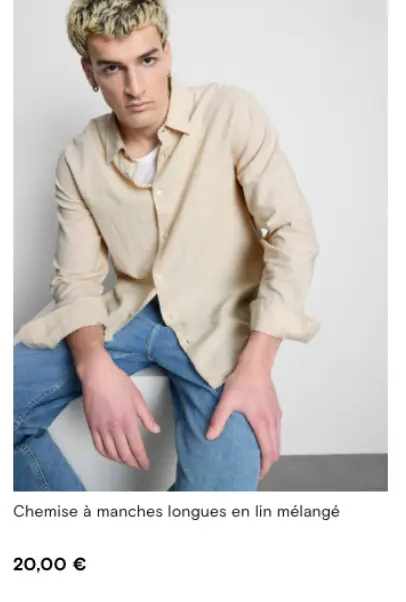 Offre: Chemise à manches longues en lin mélangé