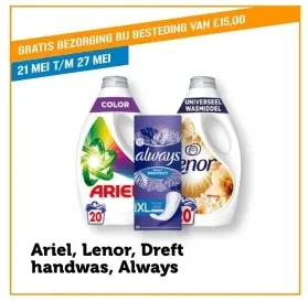 Aanbieding: Ariel, Lenor, Dreft handwas, Always