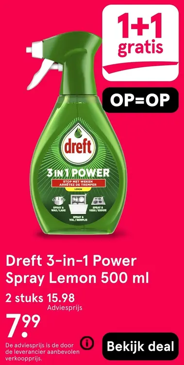 Aanbieding: Dreft 3-in-1 power spray lemon