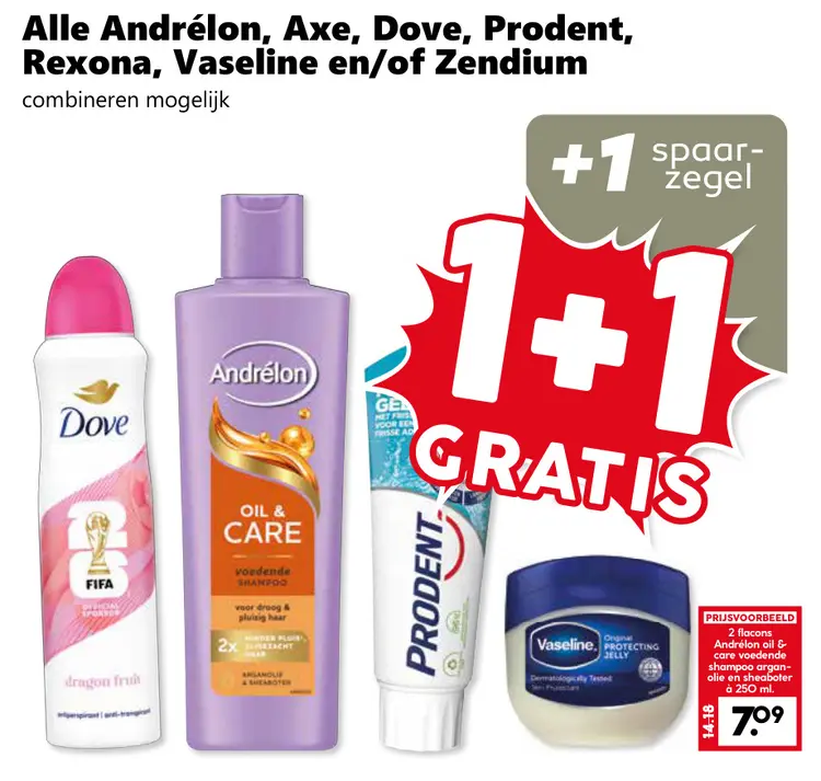 Aanbieding: Alle Andrélon, Axe, Dove, Prodent, Rexona, Vaseline en/of Zendium