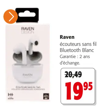 Offre: écouteurs sans fil Bluetooth Blanc
