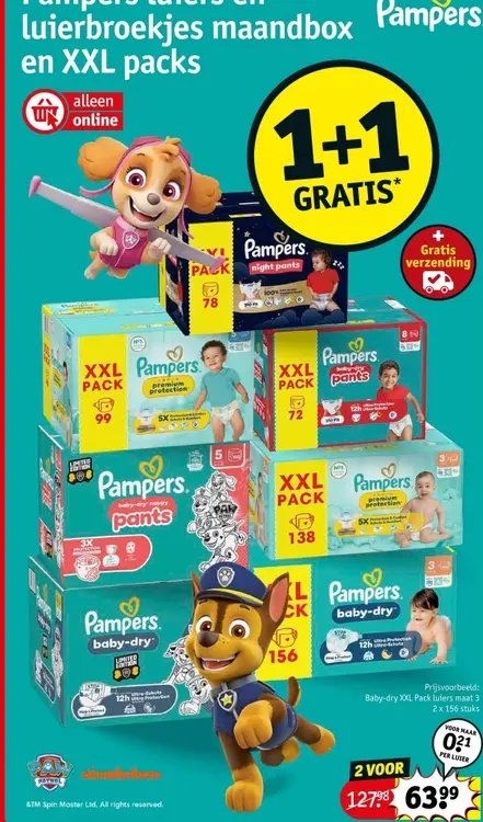 Aanbieding: Pampers luiers en luierbroekjes maandbox en X