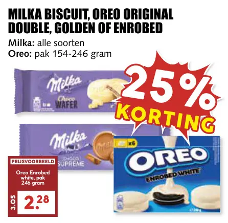 Aanbieding: Milka biscuit, Oreo original double, golden of enrobed