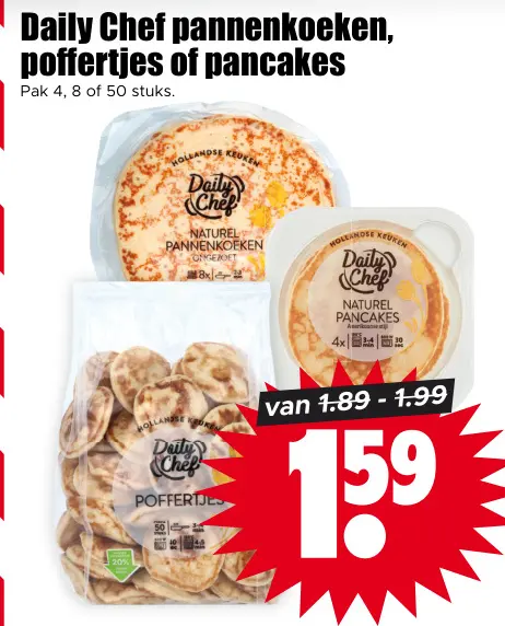 Aanbieding: pannenkoeken, poffertjes of pancakes
