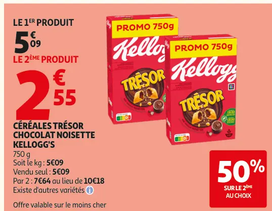 Offre: Céréales trésor chocolat noisette