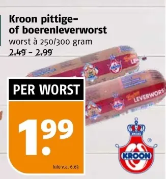 Aanbieding: Kroon pittige- of boerenleverworst