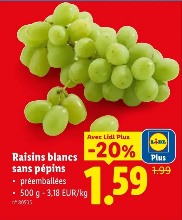 Offre: Raisins blancs sans pépins