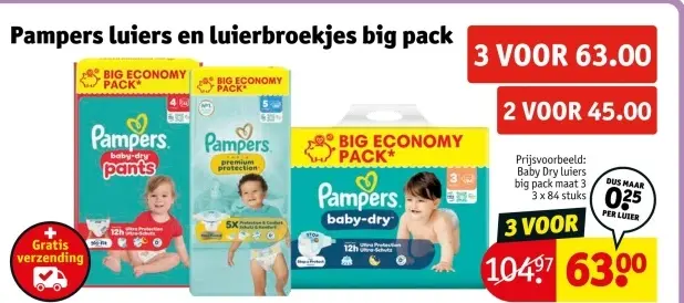 Aanbieding: Pampers luiers en luierbroekjes big pack