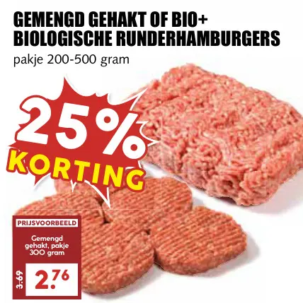 Aanbieding: Gemengd gehakt of biologische runderhamburger