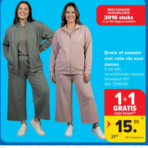 Promotie: Broek of sweater met volle rits voor dames