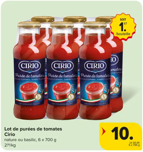 Offre: Lot de purées de tomates