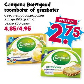 Aanbieding: Campina Botergoud roomboter of grasboter