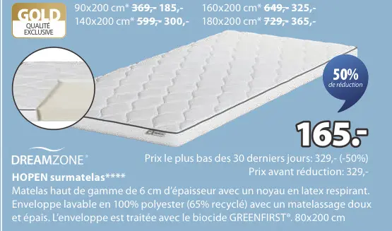 Offre: HOPEN surmatelas