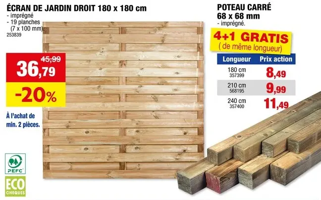 Offre: Cartri poteau 180x6,8x6,8 cm carré