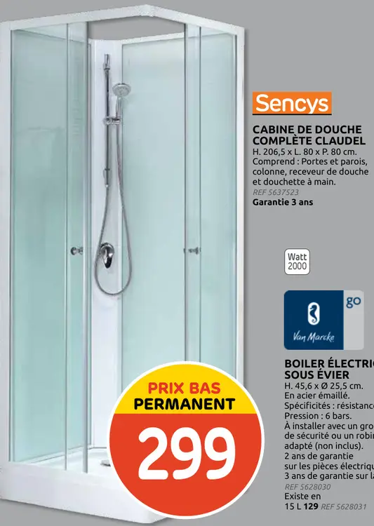 Offre: Cabine de douche complète claudel