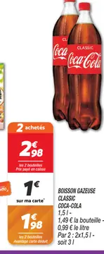 Offre: BOISSON GAZEUSE CLASSIC COCA-COLA