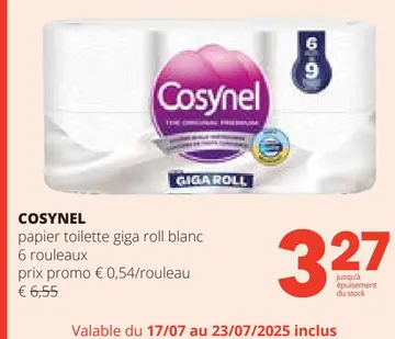 Offre: COSYNEL papier toilette giga roll blanc