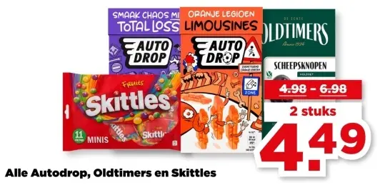 Aanbieding: Autodrop, Oldtimers en Skittles