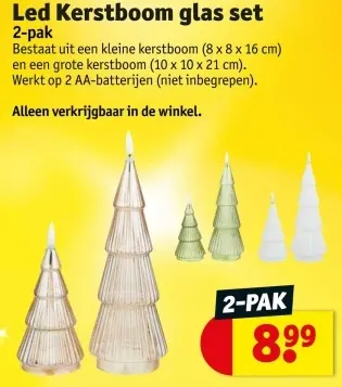 Aanbieding: Led Kerstboom glas set