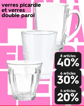Offre: verres picardie et verres double paroi