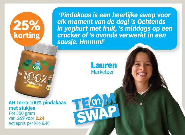 Promotie: 100% pindakaas met stukjes