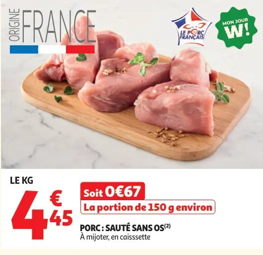 Offre: Porc : sauté sans os