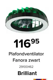 Promotie: Brilliant Fanora Plafondventilator - Met Verlichting - Ø46cm - Kunststof/Metaal - Zwart