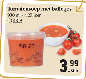 Aanbieding: Tomatensoep met balletjes