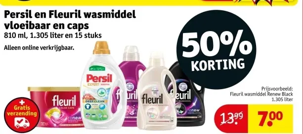 Aanbieding: Persil en Fleuril wasmiddel vloeibaar en caps