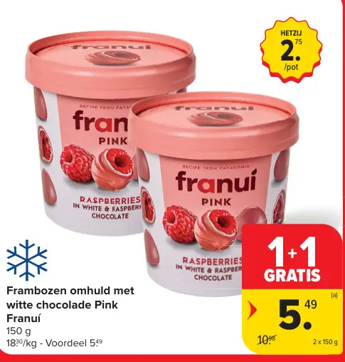 Promotie: Frambozen omhuld met witte chocolade Pink