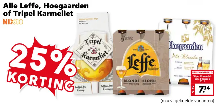 Aanbieding: Alle Leffe, Hoegaarden of Tripel Karmeliet