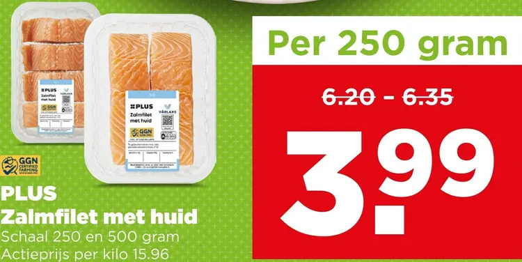 Aanbieding: PLUS Zalmfilet met huid