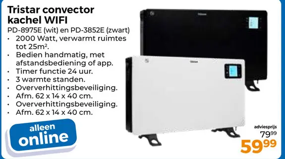 Aanbieding: Tristar convector kachel WIFI