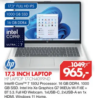 Aanbieding: Hp laptop 17-cn4099nd