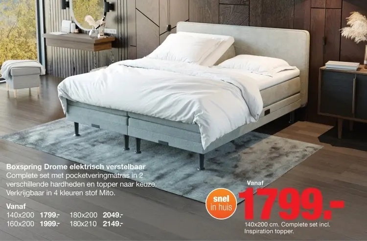 Aanbieding: Boxspring Drome elektrisch verstelbaar