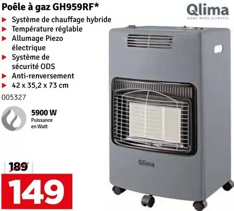 Offre: Poêle à gaz GH959RF*