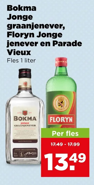 Aanbieding: Bokma Jonge graanjenever, Floryn Jonge jenever en Parade Vieux