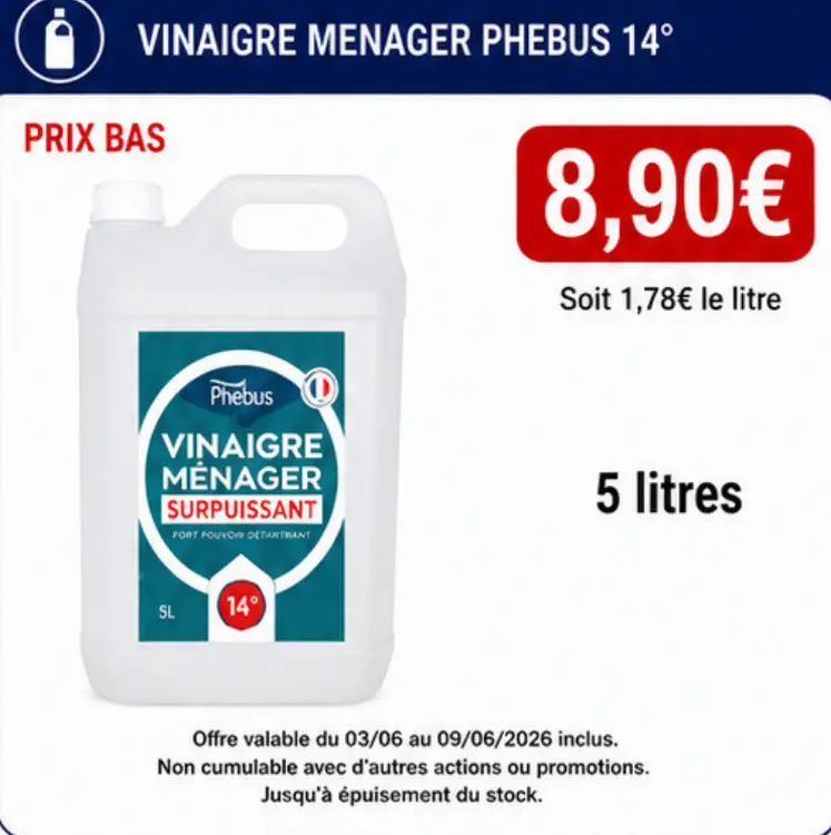 Offre: Vinaigre menager Phebus 14°