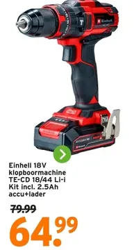 Aanbieding: Einhell 18V klopboormachine TE-CD 18/44 Li-i