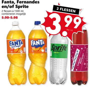 Aanbieding: Fanta, Fernandes en/of Sprite