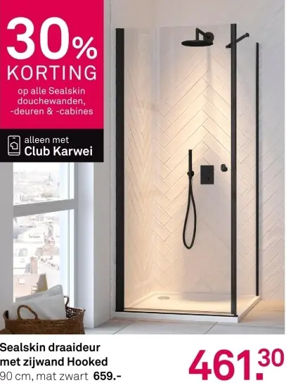 Aanbieding: Sealskin draaideur met zijwand Hooked