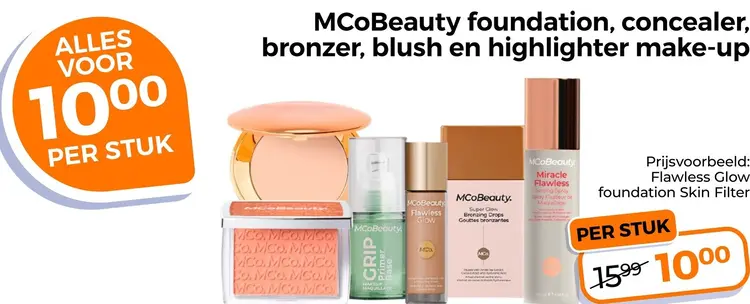 Aanbieding: MCoBeauty Foundation, concealer, bronzer, blush en highlighter make-up