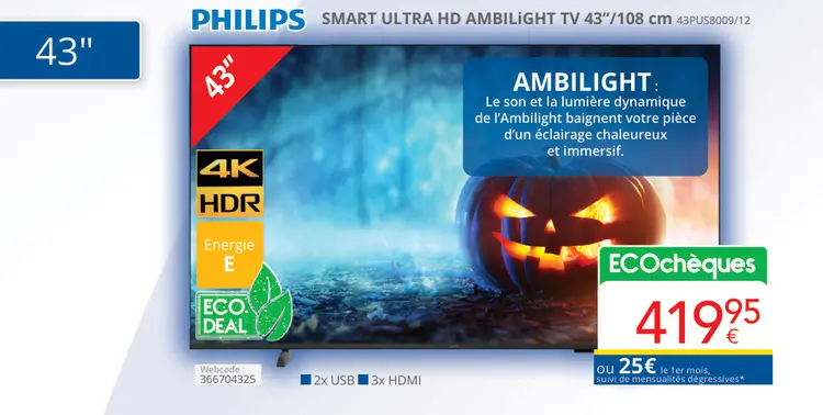Offre: Smart ultra hd ambilight tv