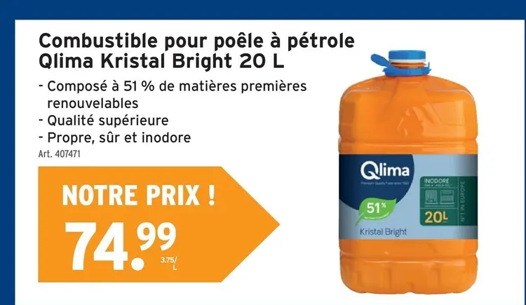 Offre: Combustible pour poêle à pétrole Qlima Krista