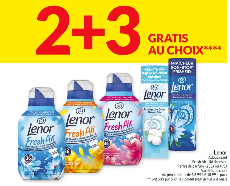 Offre: Lenor Adoucissant Fresh Air ou Perles de parf