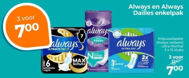 Aanbieding: Always en Always Dailies enkelpak