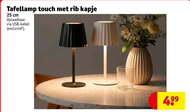 Aanbieding: Tafellamp touch met rib kapje