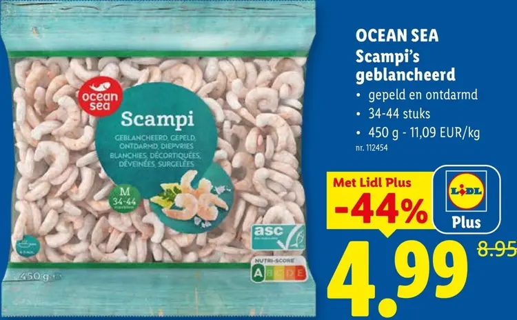 Promotie: Scampi’s geblancheerd